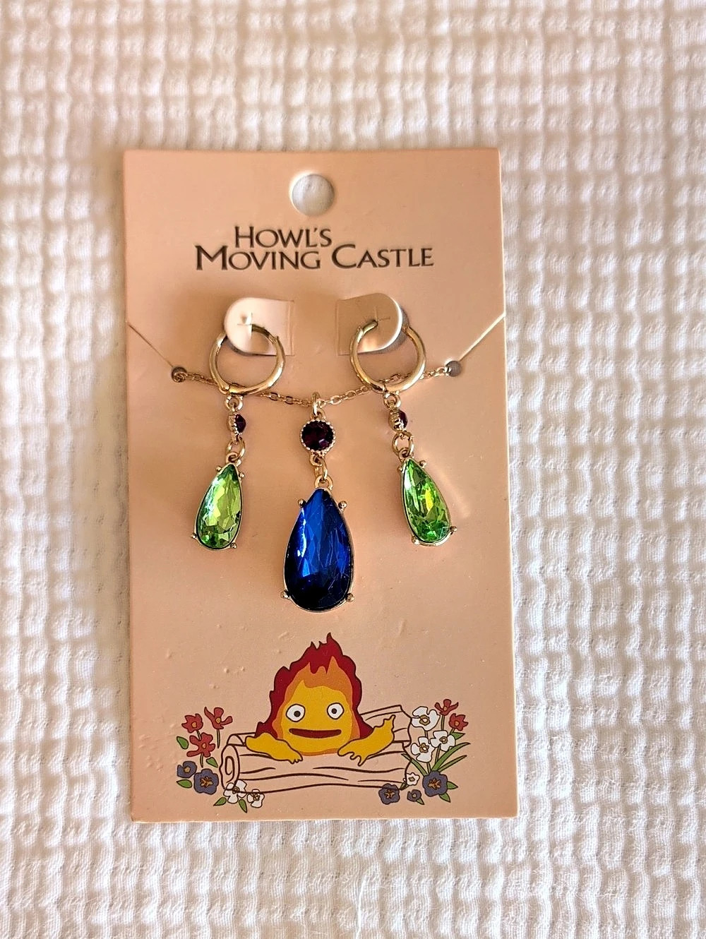 Howl's Moving Castle Crystal Earrings & Necklace Costume NWT